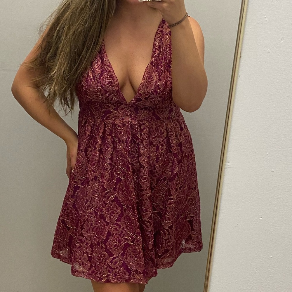Lulu’s Lace Overlay Skater Dress